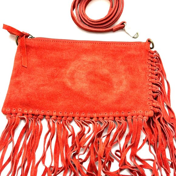 SUEDE FRINGE CLUTCH/CROSS BODY HANDBAG. - Picture 11 of 11